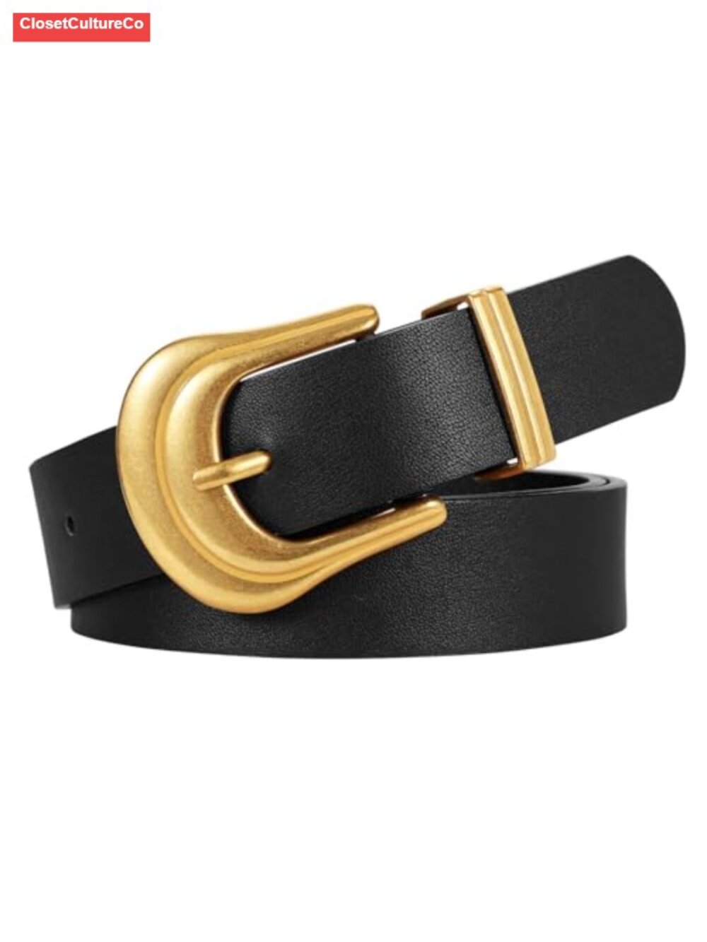 Women's Western Waist Belt Faux Leather Gold Buckle